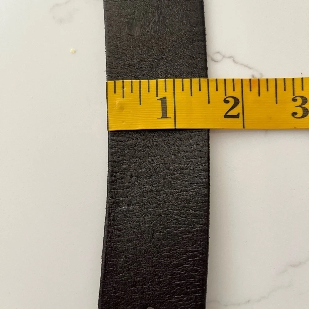 Fossil Genuine Leather Belt Dark Brown Matte Silvertone Buckle Size 34